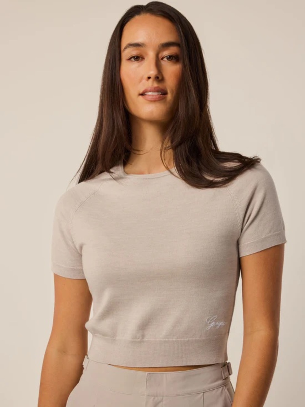 Greyson Leith Short Sleeve Sweater - Sand